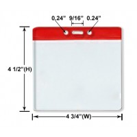 Custom Convention Badge Holders with Red Top Strip (Card Size: 4 1/2 X 4)
