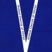White lanyard with united church of christ with blue background