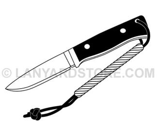 Hanging knot lanyard with knife