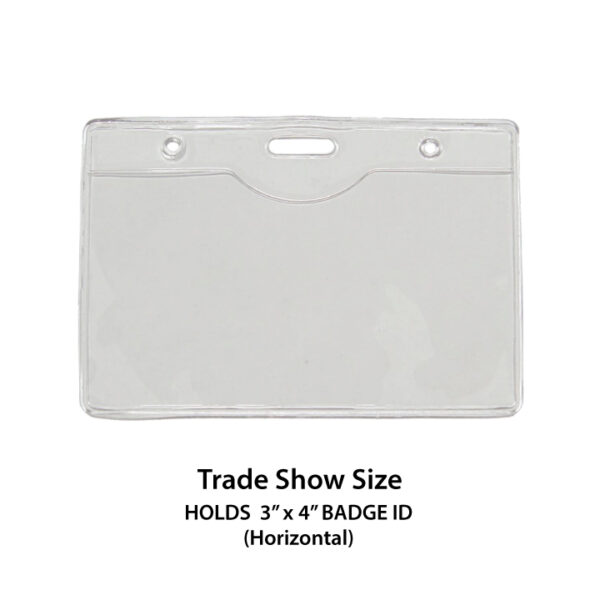 3" x 4 inch standard trade show ID badge holder - Clear Plastic (Horizontal/Landscape)