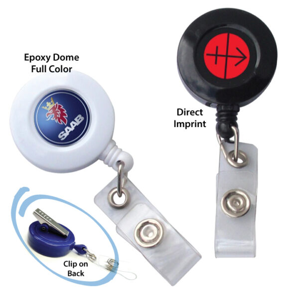 Custom Printed Badge Reels Alligator Clip - Full color or direct imprint