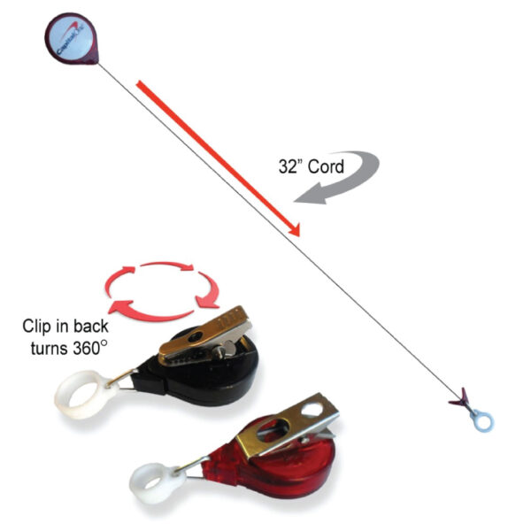 Back view of custom vape holder lanyard reel - Holds vaping pen and retracts back to pocket